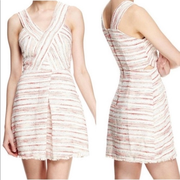 W118 by Walter Baker Mini Dress Tweed Candy Stripe Side Cut Out Sleeveless Sz M - Picture 1 of 12